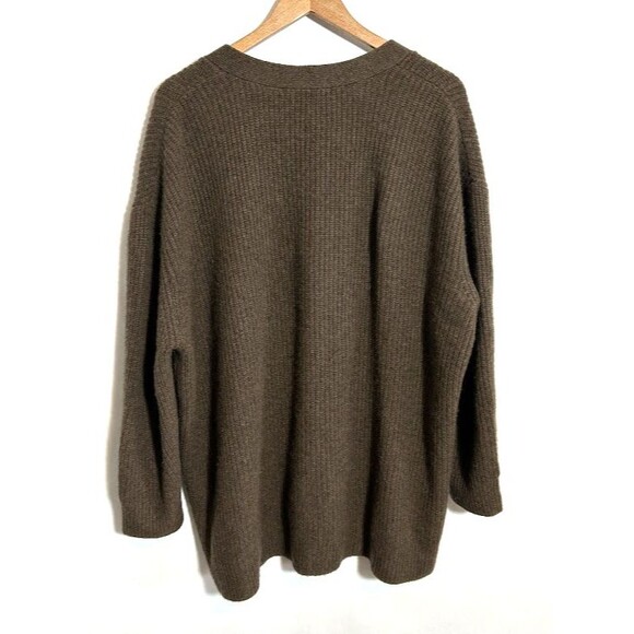 Quince Mongolian Cashmere Oversized Boyfriend Cardigan Sweater L Brown - Picture 3 of 6